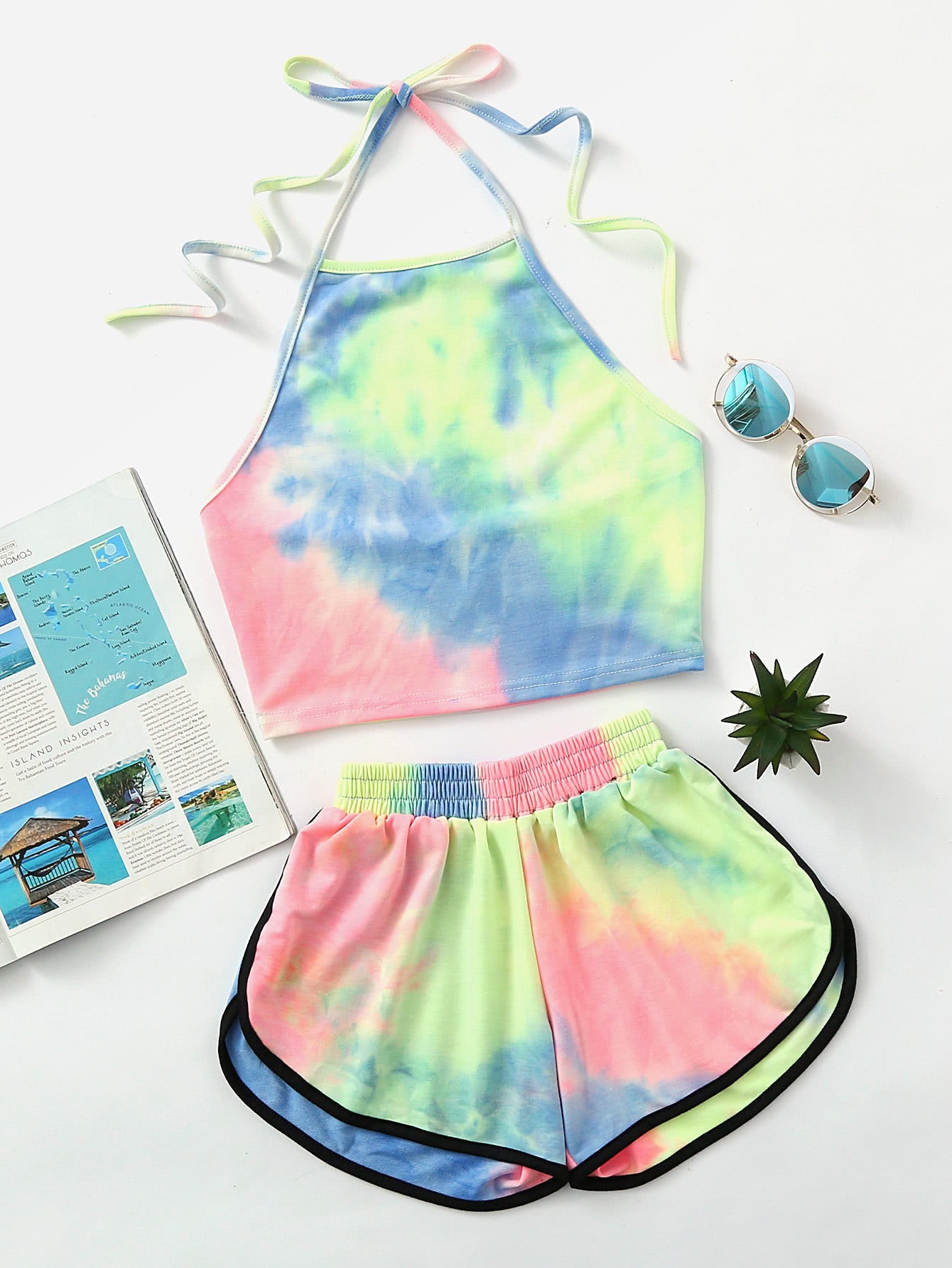 Tie Dye Two-piece Set Loungewear Home Workout Fitness Outfit