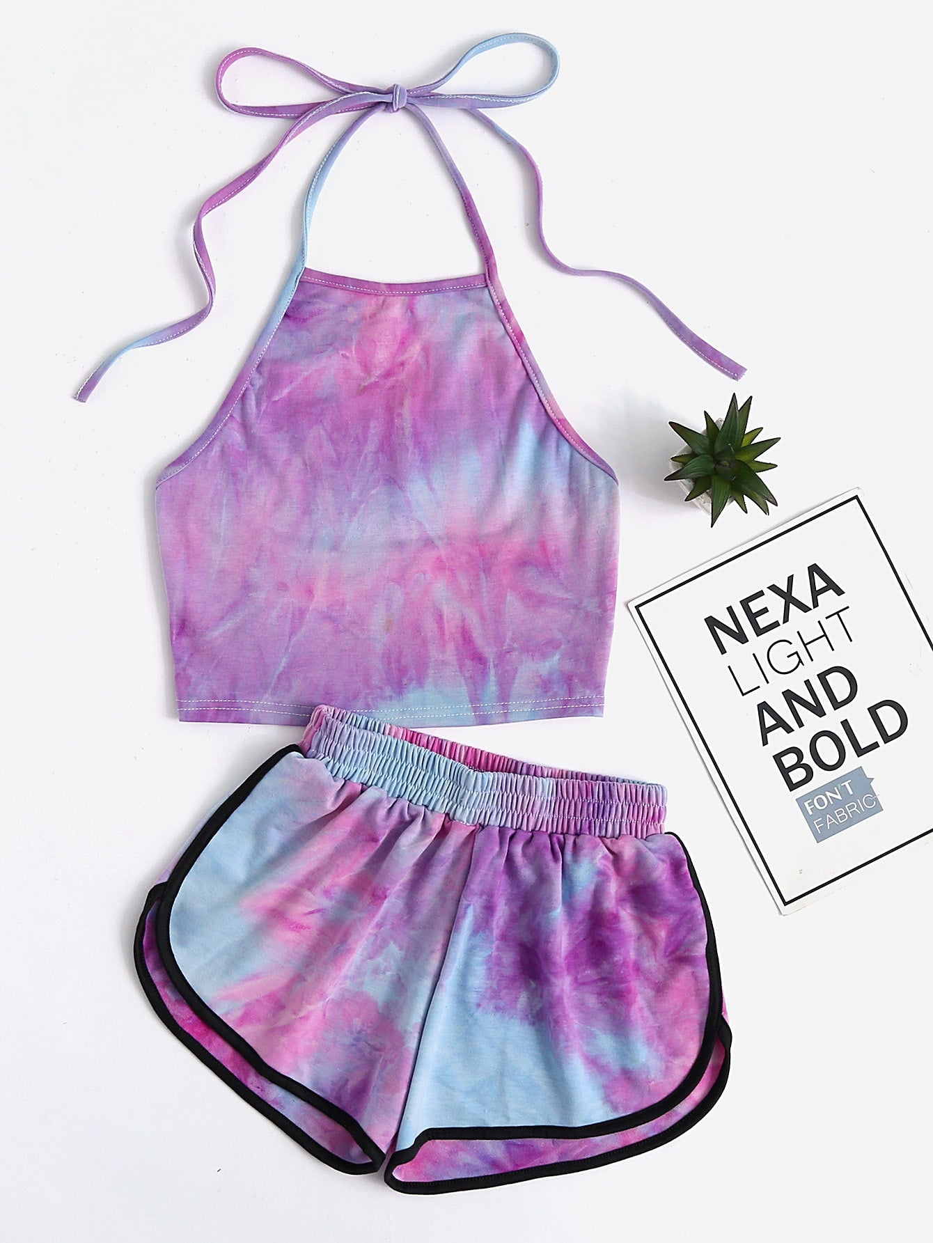 Tie Dye Two-piece Set Loungewear Home Workout Fitness Outfit