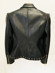 Teddy Long Sleeve Drawstring Leather Jacket