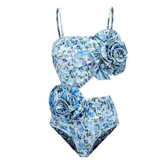 Virginia Spaghetti Strap Floral Cut Out Swimwear Set