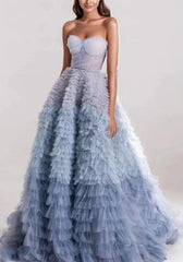 Nicole Gradient A-Line Ruffled Dress