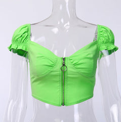 Paige Zip Up Solid Crop Top