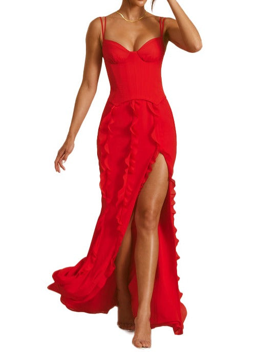 Rachelle Corset Frill Skirt Maxi Dress