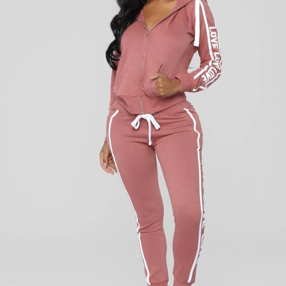 Alexandra Printed Hooded Jacket & Joggings Pants Set