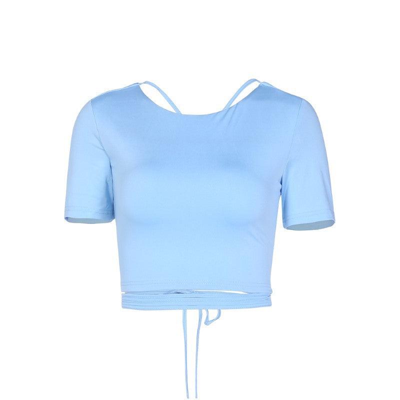 Alisson Backless Solid Crop Top