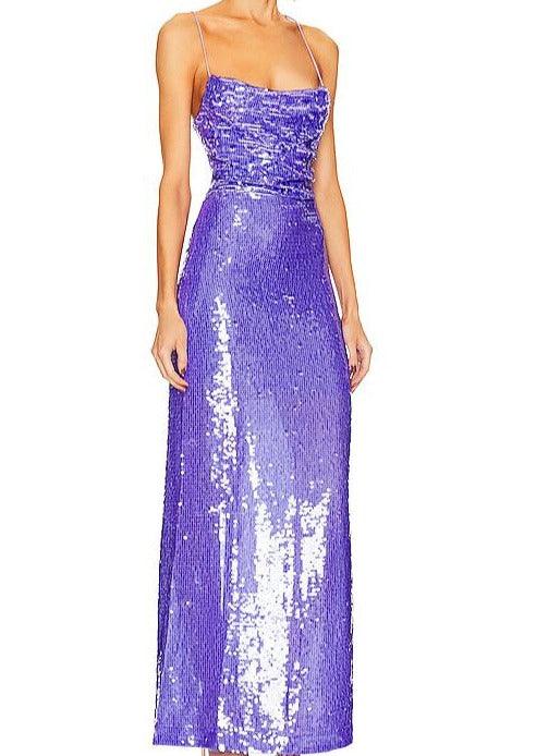 Althea Sleeveless Drape Neck Backless with Lace Up Maxi Dress