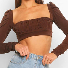 Aniyah Square Neck Solid Crop Top