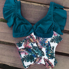 Ann Ruffle Sleeve Bikini Swimsuit