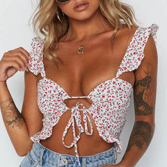 Aubrie Ditsy Ring Linked Crop Top