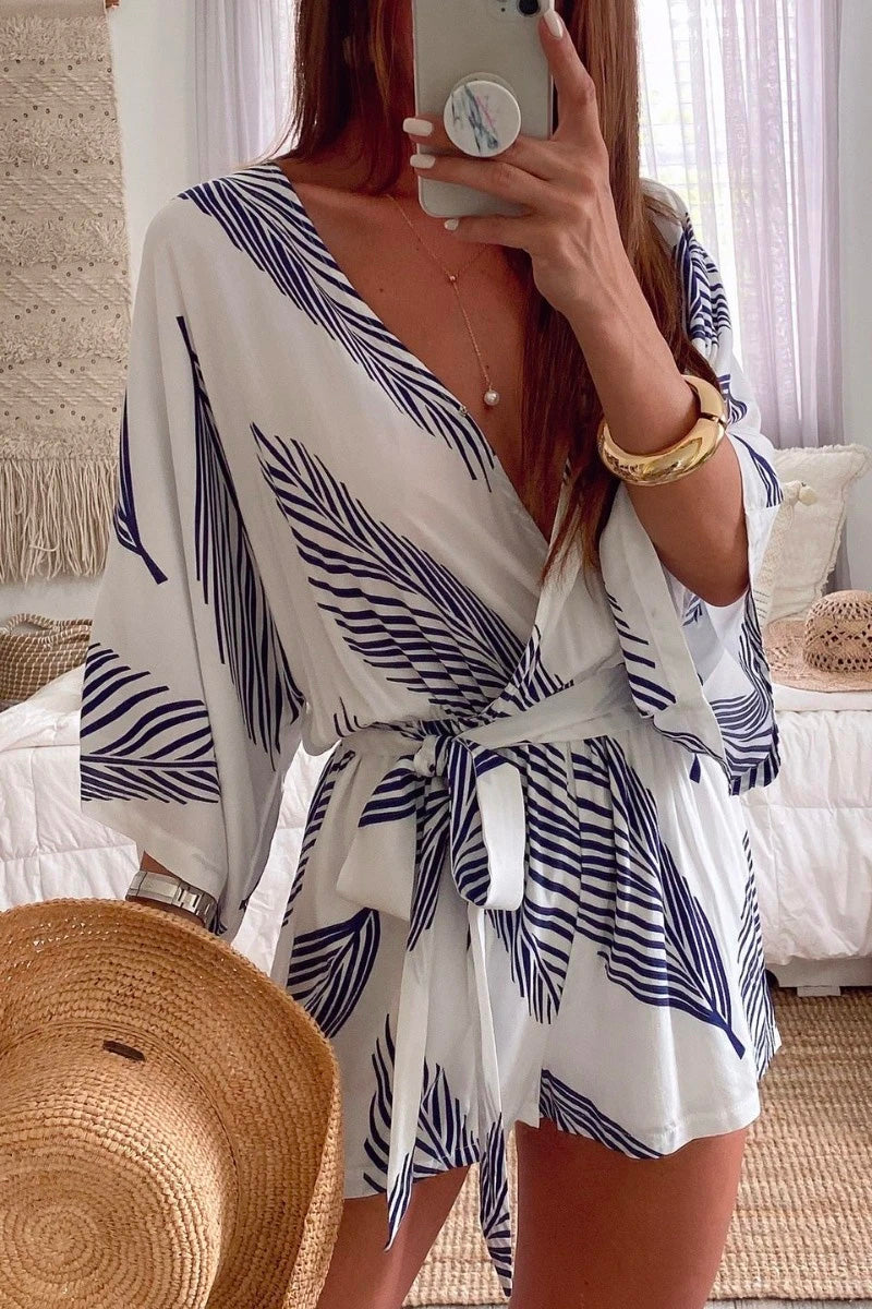 Plants Print White Romper