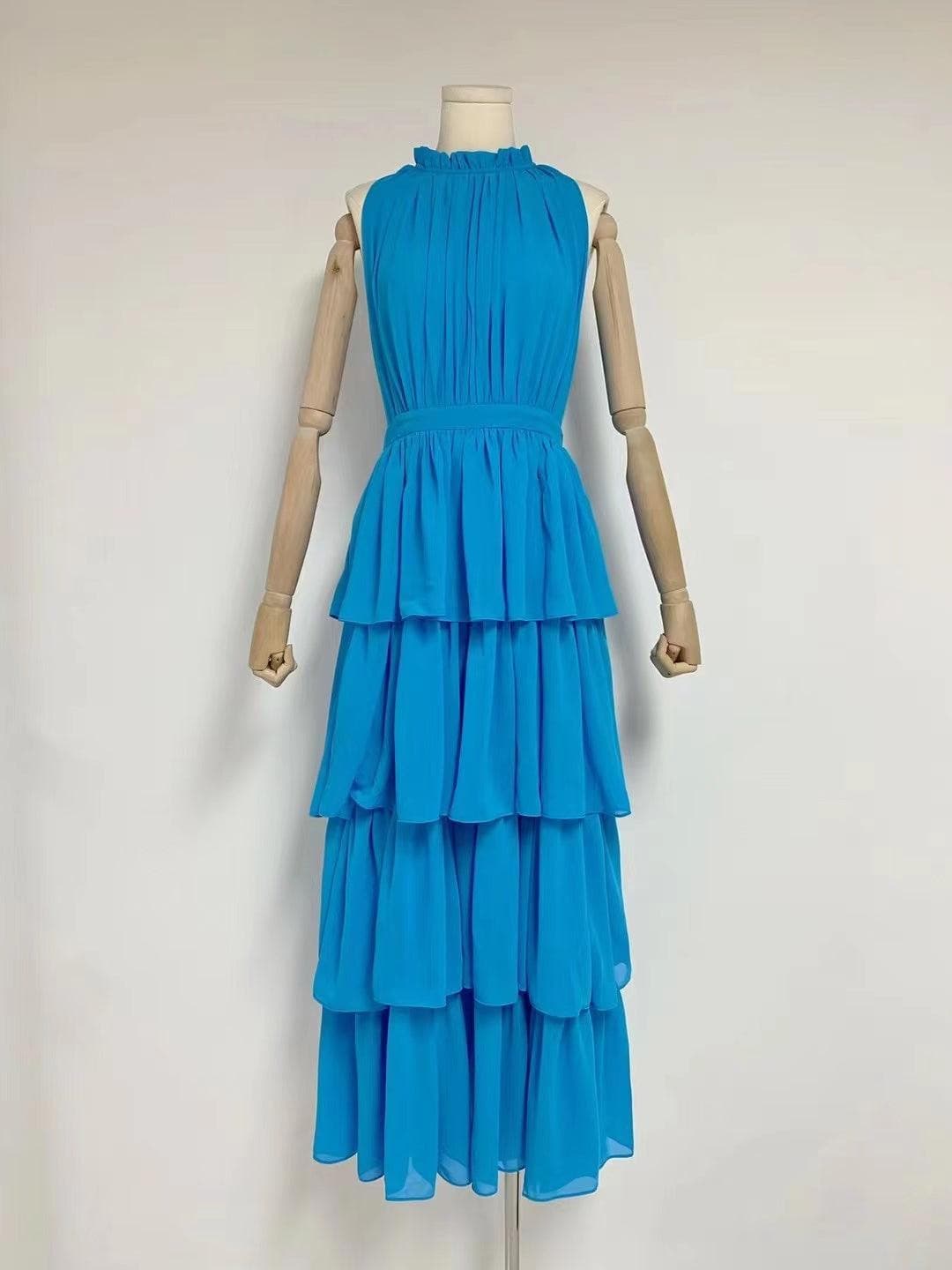 Barbara Solid Layered Pleated Dress