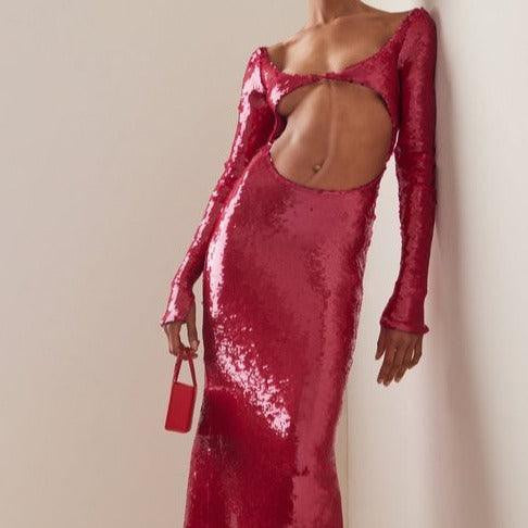 Briana Cut-Out Sequin Maxi Dress