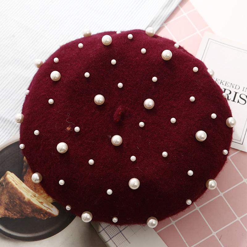 Cashmere Beaded Pearl Beret