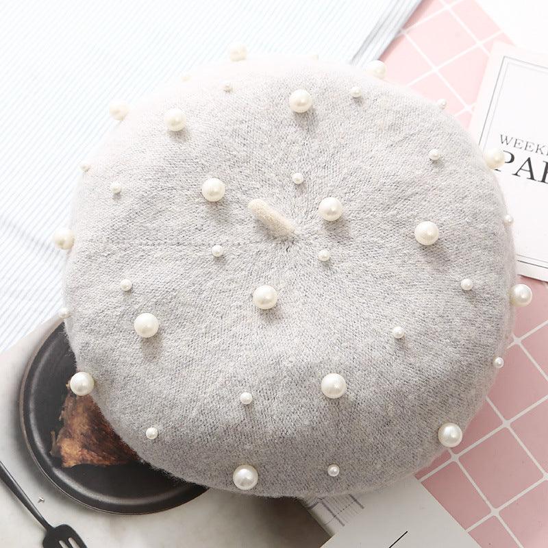 Cashmere Beaded Pearl Beret