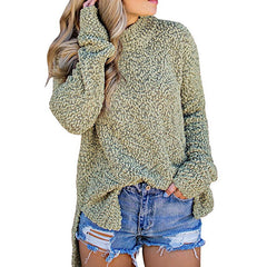 Women's Round Neck Long Sleeve Side Split Sweater