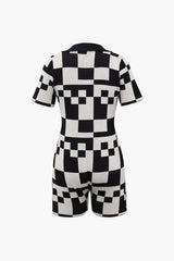 Checkerboard Knit Romper