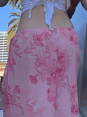 Chiffon Floral Print Midi Skirt