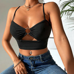 Claire Cut-out Round Ring Linked Cami Tops