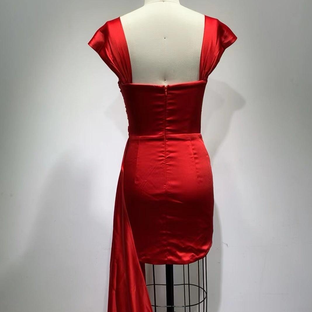Coline Solid Off Shoulder Drape Dress