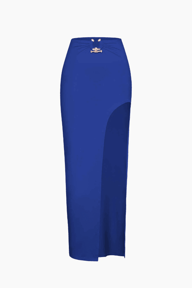 Contrast Tube Top And Slit Skirt Set
