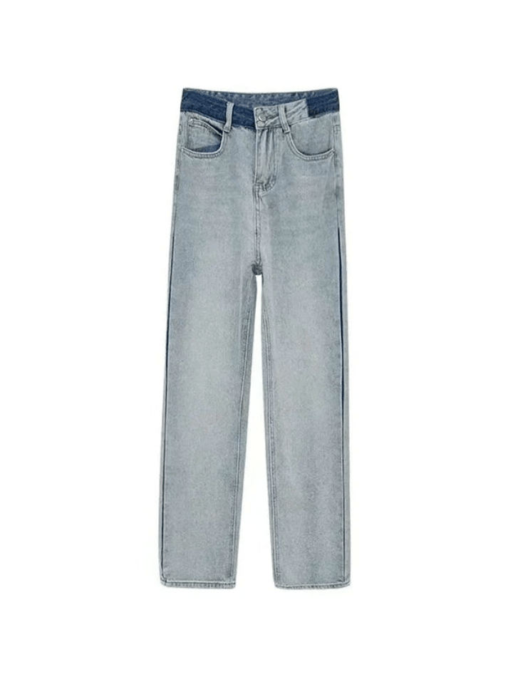 Contrasting Color Drape Slim Jeans – Suncoy