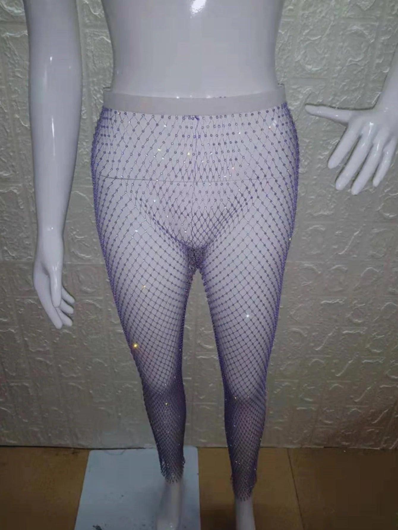 Cynthia Rhinestone Mesh Pants