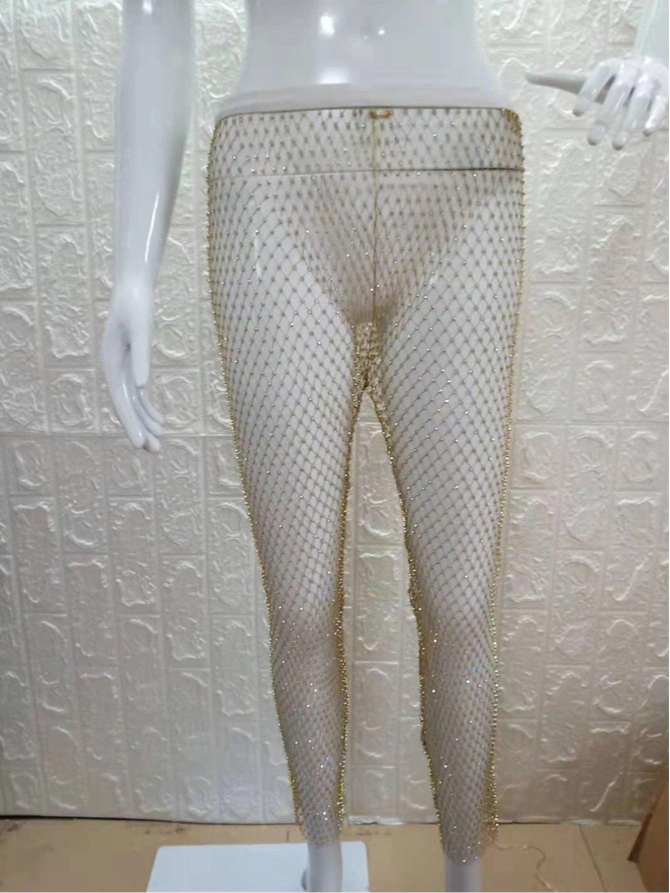 Cynthia Rhinestone Mesh Pants