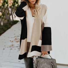 Women's Oversized Loose Splicing Sweater Cardigan