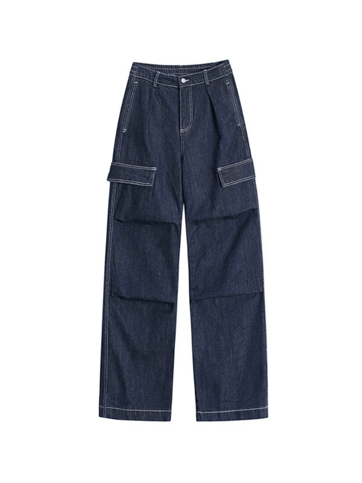 Dark Wash Baggy Cargo Jeans