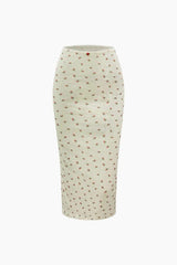 Ditsy Rose Square Neck Corset Top And Midi Skirt Set