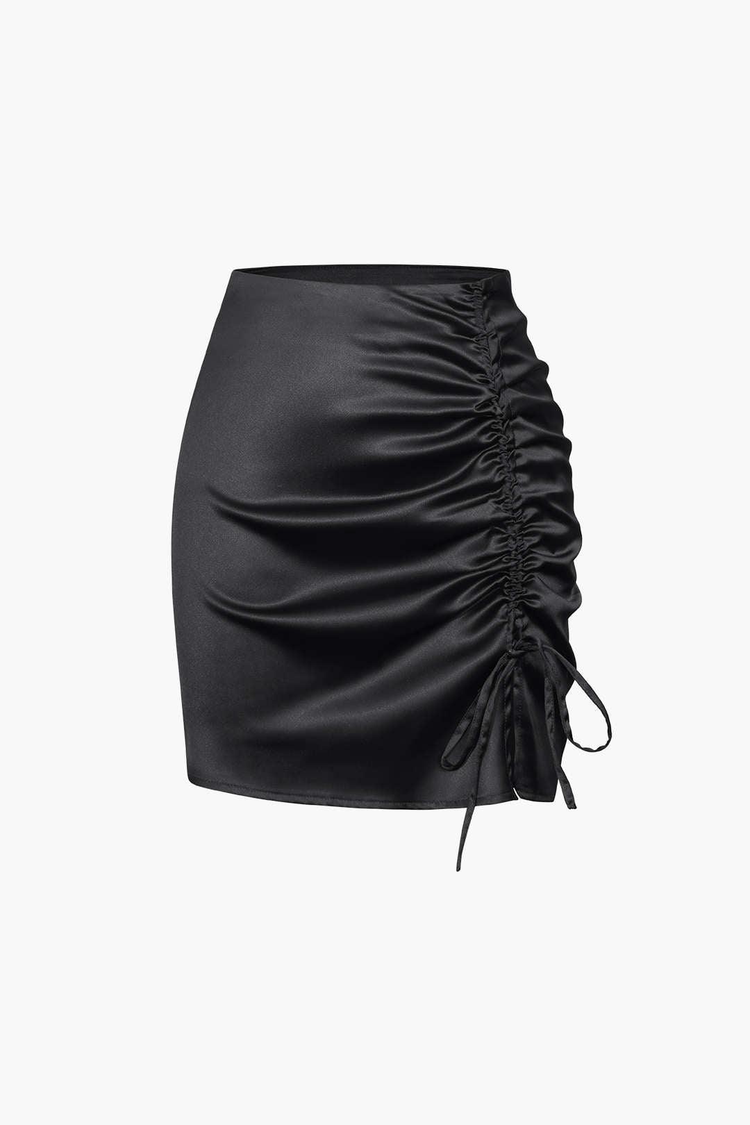 Drawstring Ruched Mini Skirt