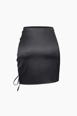 Drawstring Ruched Mini Skirt