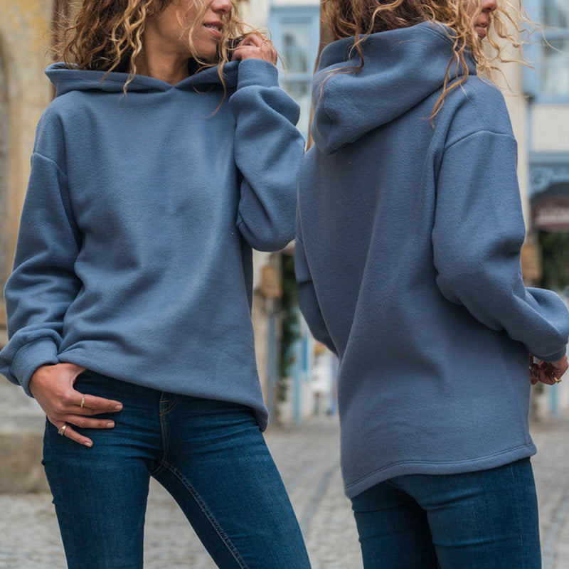 Women's Solid-color Hoodies Pullover Sweatshirt