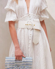 White Retro Palace V-neck Single-breasted Party Maxi Dresses