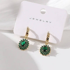 Fashionable full set zircon oval earrings