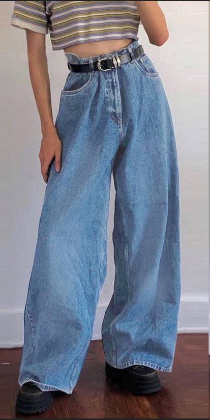 European and American Instagram Trendy Wide Leg Pants Cross border Exclusive Supply of Classic High Waist Denim Big Horn Pants in Stock