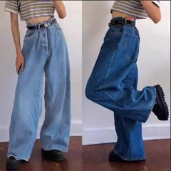 European and American Instagram Trendy Wide Leg Pants Cross border Exclusive Supply of Classic High Waist Denim Big Horn Pants in Stock