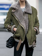 Hot selling locomotive deer skin cashmere lamb fur coat women's lapel collar fur cotton coat