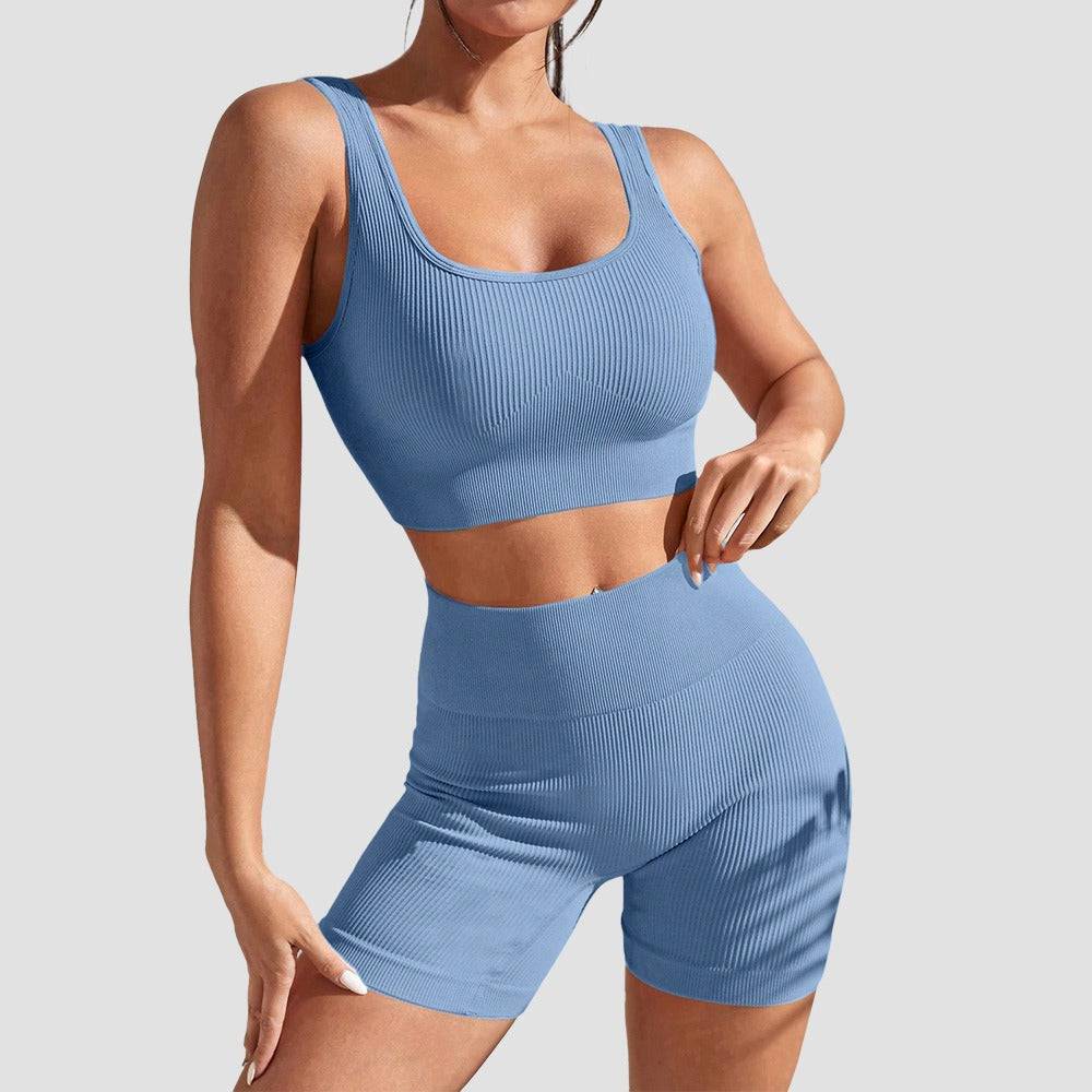 New Seamless Yoga Sports Top, Tight, Quick Drying, Moisture Absorbing, High Waist, Hip Lifting Yoga Pants, Fitness Set for Women