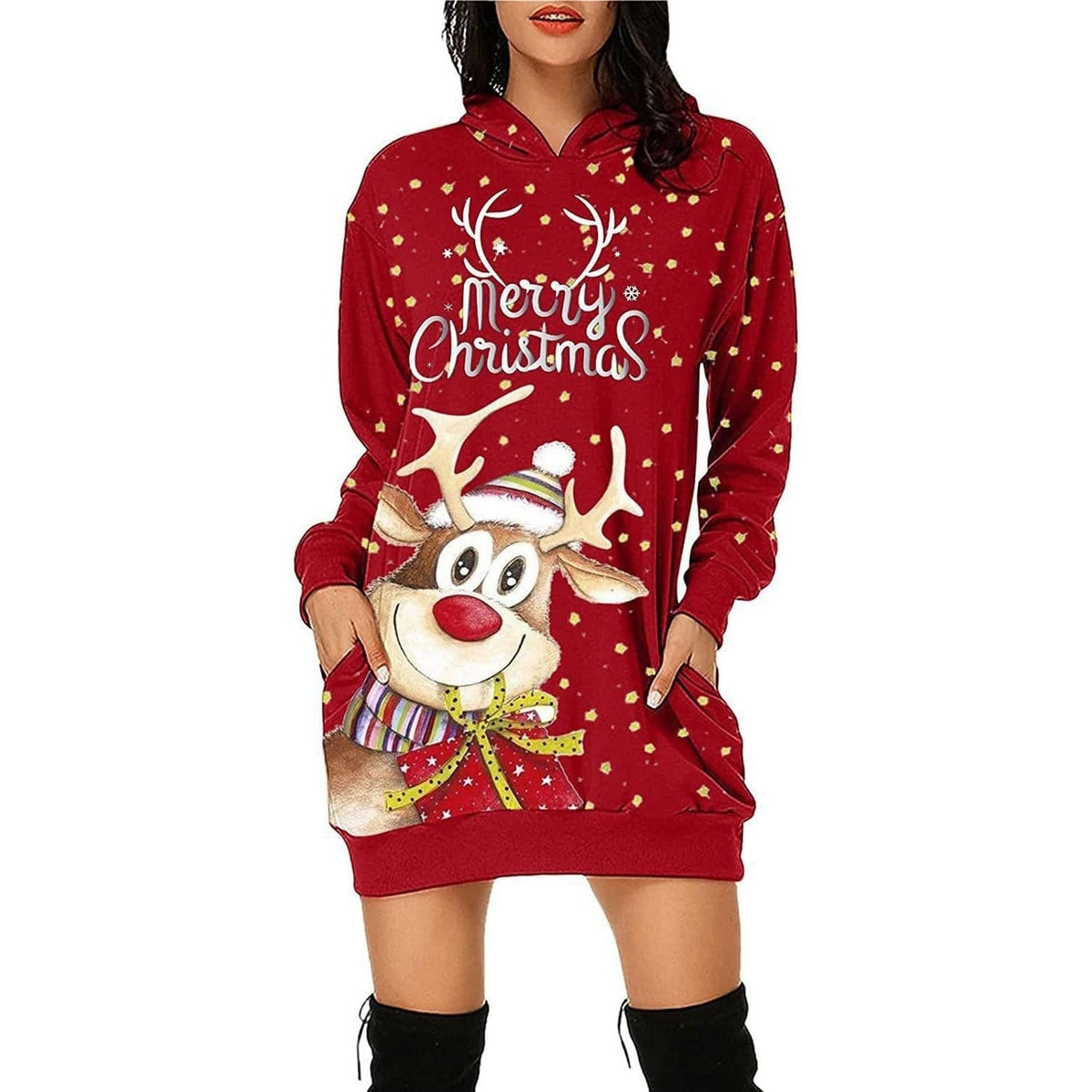 Long Sleeve Sweater Dress for Christmas