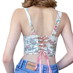 Jackie Sleeveless Lace-Up Floral Corset Top