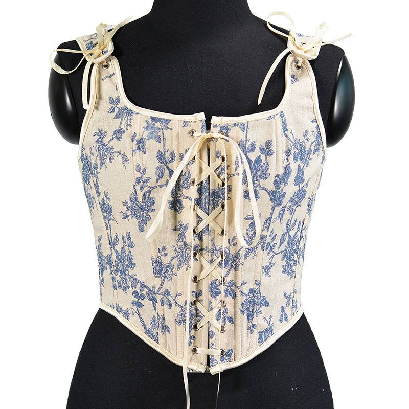 Becky French Lace-Up Floral Corset Top