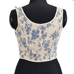 Becky French Lace-Up Floral Corset Top