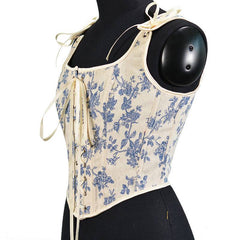 Becky French Lace-Up Floral Corset Top