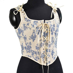 Becky French Lace-Up Floral Corset Top