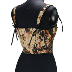 Rebecka Sleeveless Strappy Drawstring Front Floral Corset Top