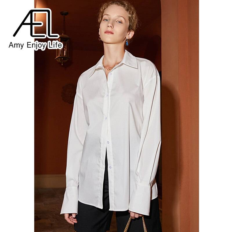 AEL Backless Shirt Woman Summer White Lace Up Bowknot Long Sleeve Causal Blouse Fashion Streetwear