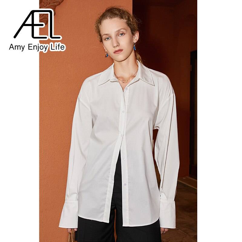 AEL Backless Shirt Woman Summer White Lace Up Bowknot Long Sleeve Causal Blouse Fashion Streetwear