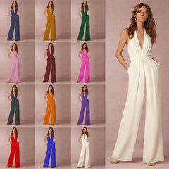 New European and American women's banquet dress jumpsuit, popular sexy hanging neck women's pants