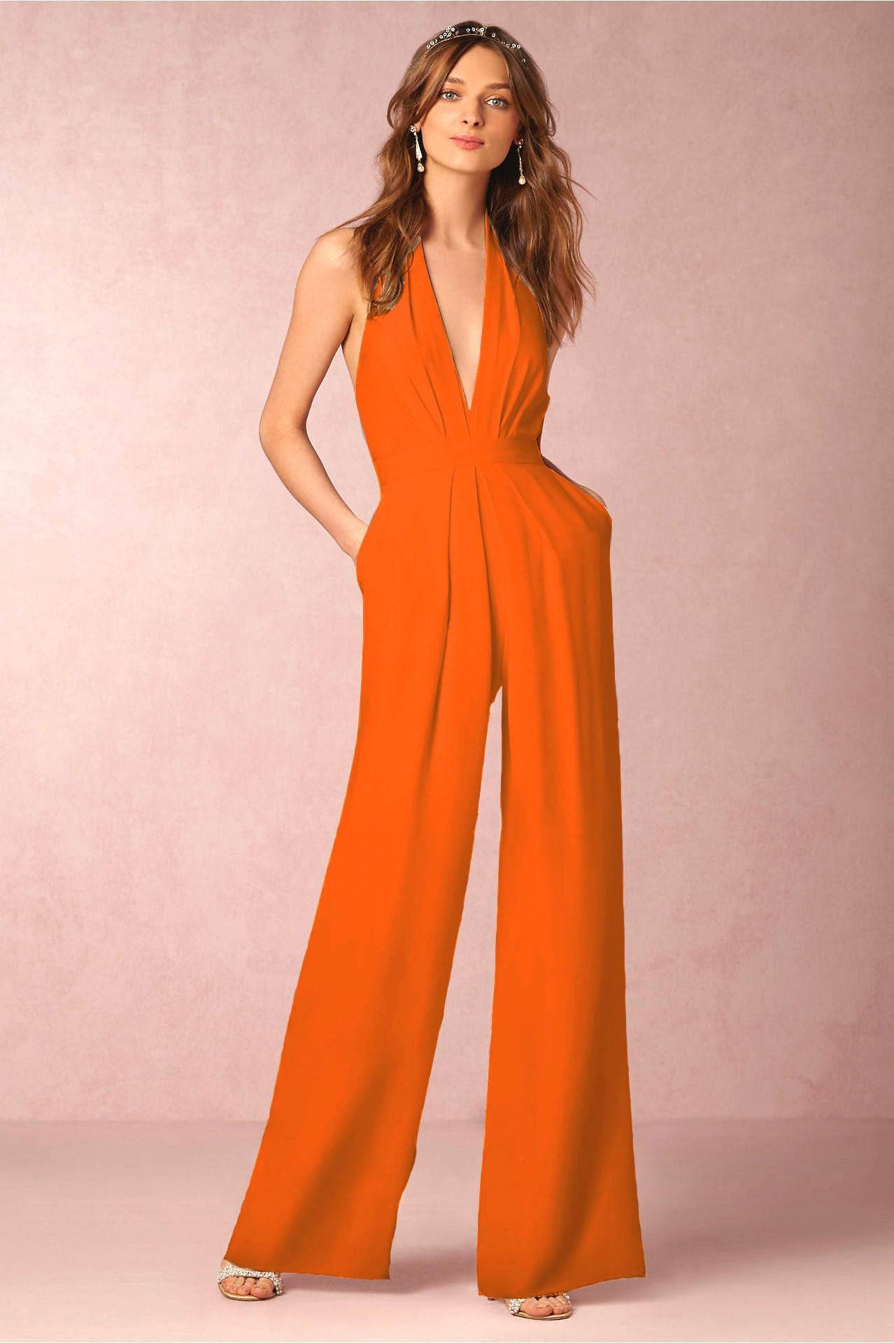 New European and American women's banquet dress jumpsuit, popular sexy hanging neck women's pants